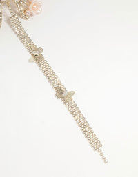 Gold Diamante Floral Butterfly Hair Clip - link has visual effect only