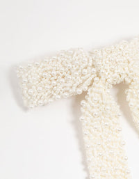 White Fabric Beaded Bow Clip - link has visual effect only