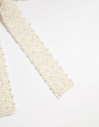 White Fabric Beaded Bow Clip - link has visual effect only