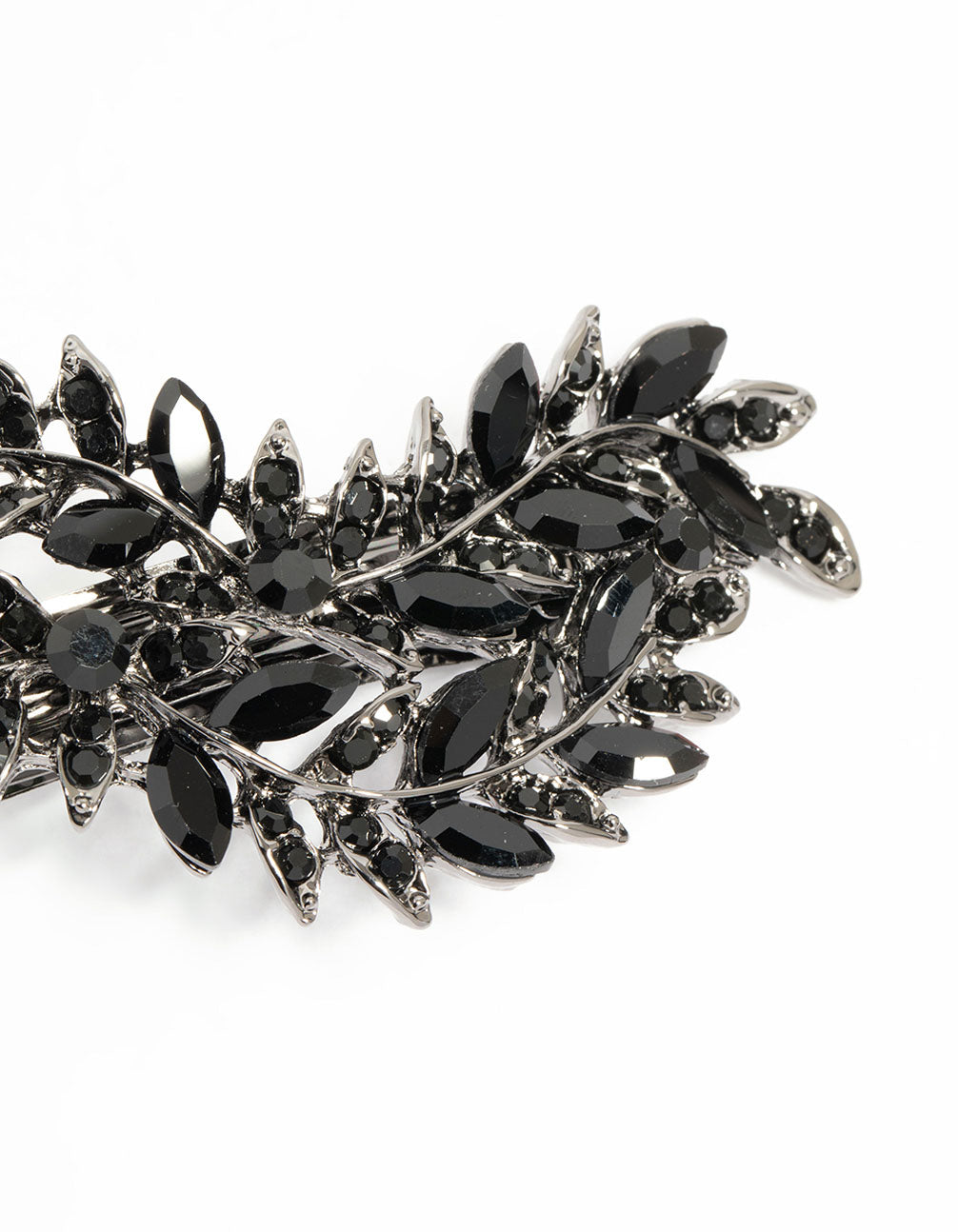 Black Coated Metal Diamante Classic Vine Hair Clip