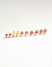 Kids Gold Tutti Frutti Clip On Earrings 6-Pack - link has visual effect only