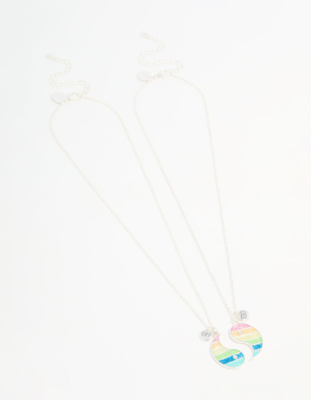 Kids Silver Pastel Yin-Yang BFF Pendant Necklace Set