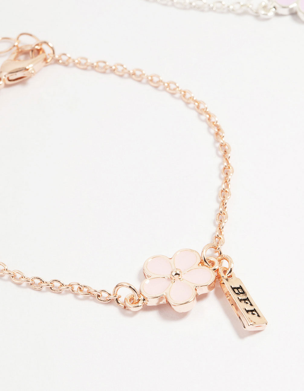 Kids Gold Flower Best Friends Bracelets 3-Pack