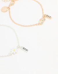 Kids Mixed Metal Flower & Butterfly Best Friends Bracelets 3-Pack - link has visual effect only