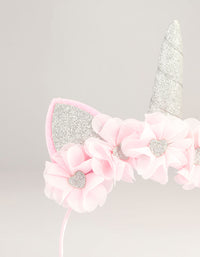 Kids Pink Fabric Sparkle Flower Unicorn Headband - link has visual effect only