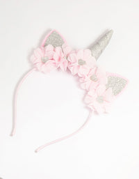 Kids Pink Fabric Sparkle Flower Unicorn Headband - link has visual effect only