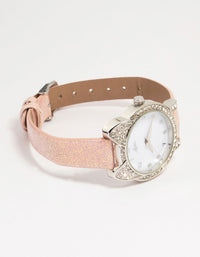 Kids PU Leather Diamante Cat Bezel Watch - link has visual effect only