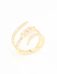 Gold Plated Cubic Zirconia Open Wrap Ring - link has visual effect only