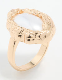 Gold Pearl Molten Oval Ring - link has visual effect only
