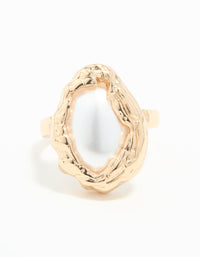 Gold Pearl Molten Oval Ring - link has visual effect only