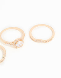 Gold Cubic Zirconia Round & Pointed Rings 3-Pack - link has visual effect only