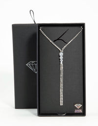 Silver Double Chain Drop Necklace - link has visual effect only