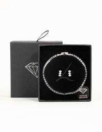 Silver Diamante Marquise Earrings & Tennis Bracelet Set - link has visual effect only