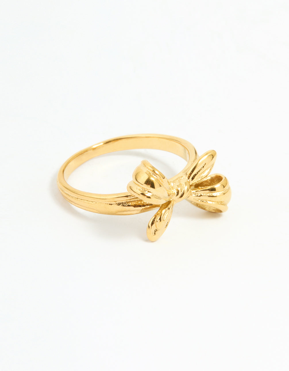 Waterproof Gold Plated Stainless Steel Dainty Bow Ring
