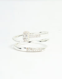 Silver Plated Cubic Zirconia Nail Wrap Ring - link has visual effect only