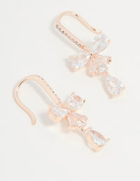 Rose Gold Plated Cubic Zirconia Bow Drop Earrings - link has visual effect only