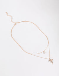 Rose Gold Plated Freshwater Pearl & Bow Layered Necklace - link has visual effect only