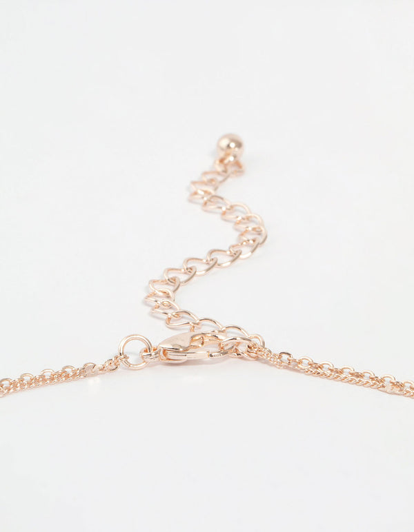 Rose Gold Plated Freshwater Pearl & Bow Layered Necklace