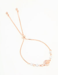 Rose Gold Plated Cubic Zirconia Moon Rose Quartz Toggle Bracelet - link has visual effect only