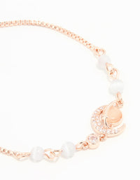 Rose Gold Plated Cubic Zirconia Moon Rose Quartz Toggle Bracelet - link has visual effect only