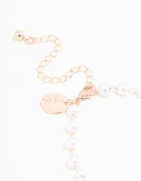 Rose Gold Plated Pearl Double Bow Bracelet - link has visual effect only