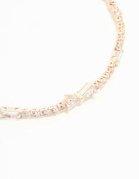 Rose Gold Plated Cubic Zirconia Mini Bow Tennis Bracelet - link has visual effect only
