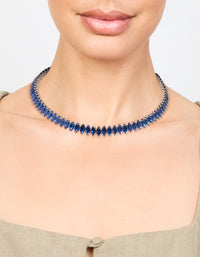Silver Blue Cubic Zirconia Navette Choker Necklace - link has visual effect only