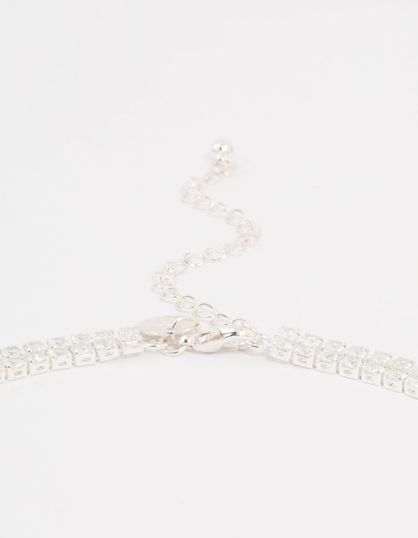Silver Cubic Zirconia V Necklace