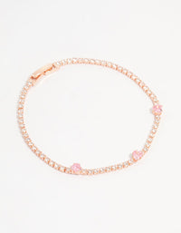 Rose Gold Pink Cubic Zirconia Heart Bracelet - link has visual effect only
