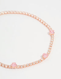 Rose Gold Pink Cubic Zirconia Heart Bracelet - link has visual effect only