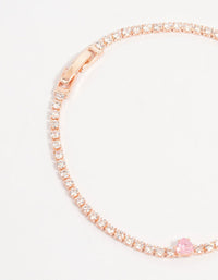Rose Gold Pink Cubic Zirconia Heart Bracelet - link has visual effect only