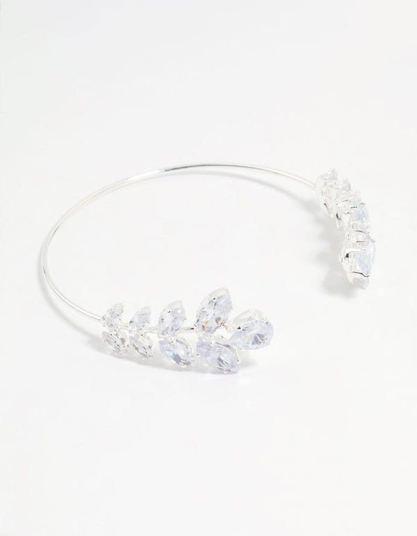 Silver Cubic Zirconia Marquise Vine Wrist Cuff