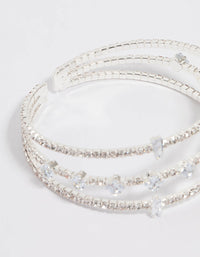 Silver Cubic Zirconia Layered Wrist Cuff - link has visual effect only