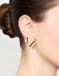 Gold Plated Smooth Folded Stud Earrings - link has visual effect only