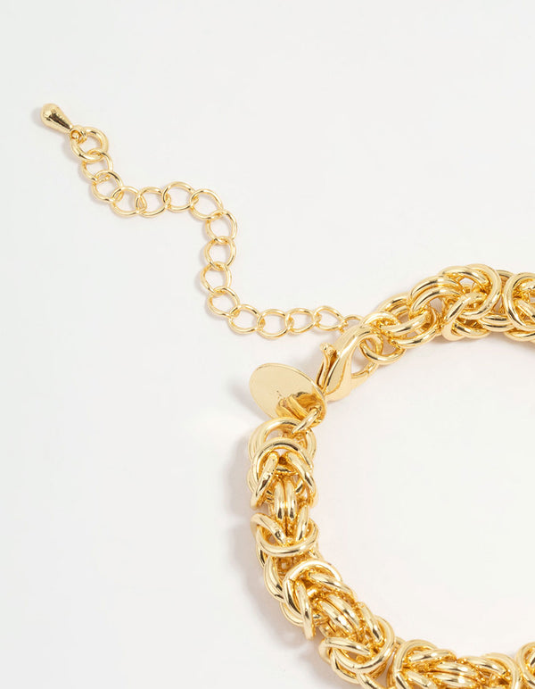 Gold Plated Knotted Cluster Chain Bracelet