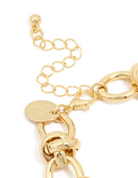 Gold Plated Round Knot Link Bracelet - link has visual effect only