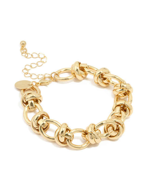 Gold Plated Round Knot Link Bracelet