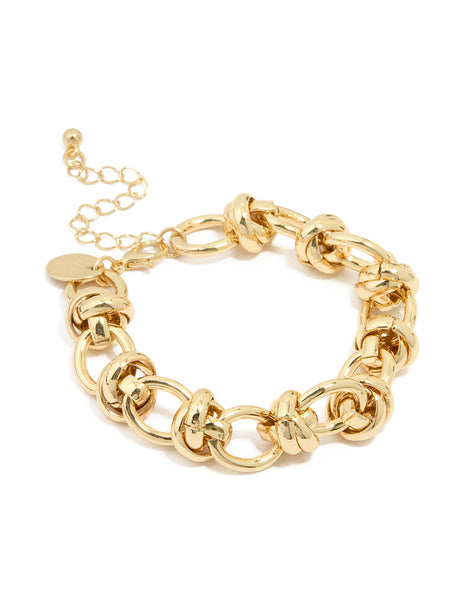 Gold Plated Round Knot Link Bracelet - Lovisa