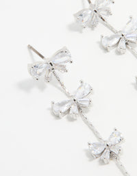 Silver Cubic Zirconia Mini Bow Drop Earrings - link has visual effect only