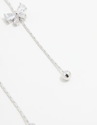 Silver Cubic Zirconia Mini Bow Drop Earrings - link has visual effect only