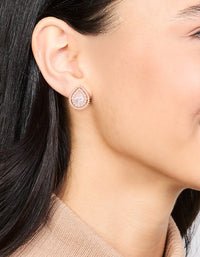 Gold Cubic Zirconia Sparkling Pear Stud Earrings - link has visual effect only