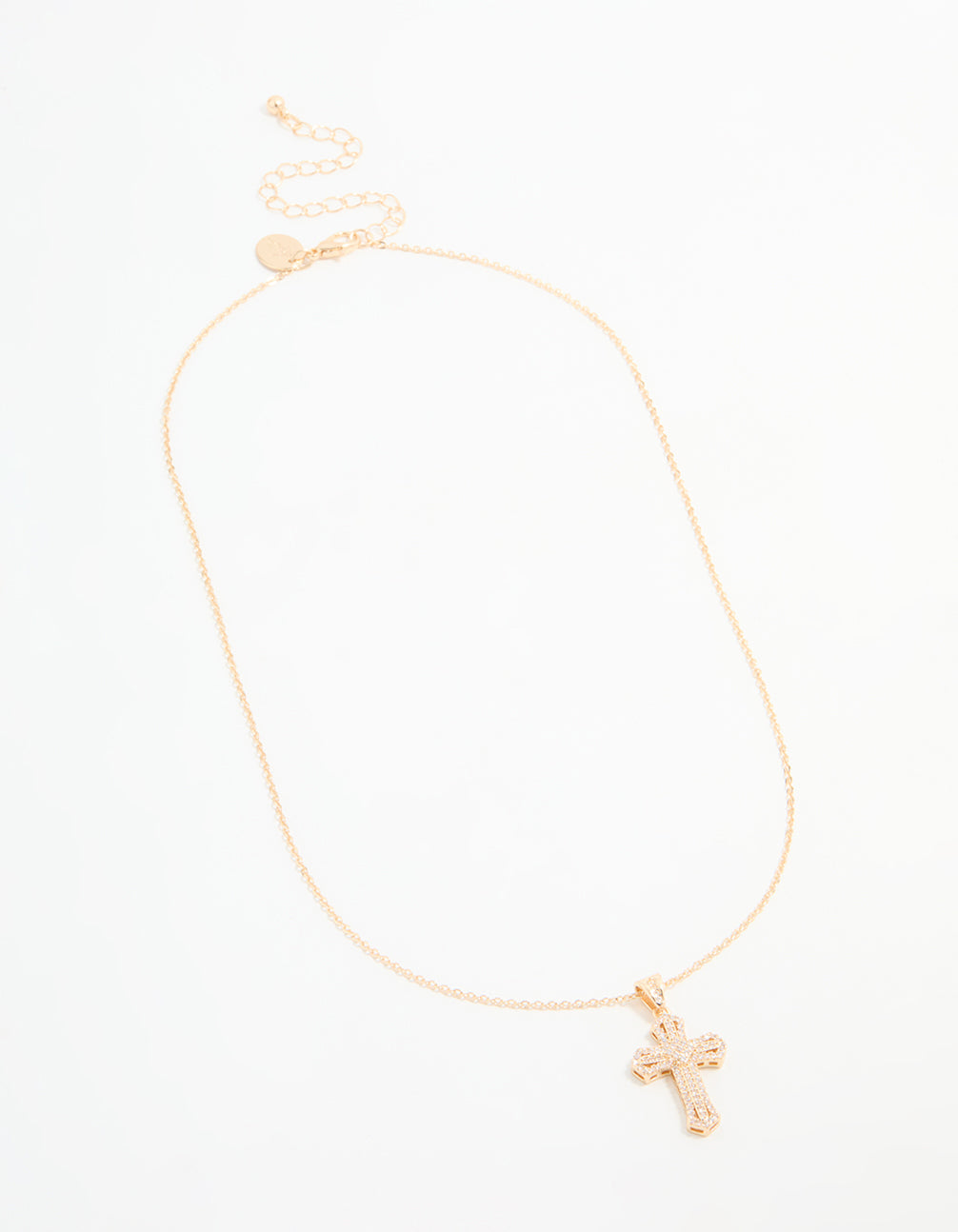 Gold Cubic Zirconia Mini Cross Necklace