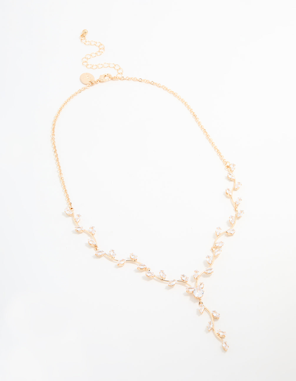 Gold Cubic Zirconia Vine Y-Necklace