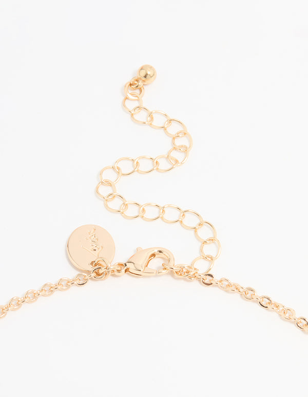 Gold Cubic Zirconia Vine Y-Necklace