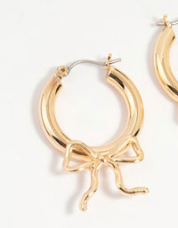 Gold Cutesy Bow Hoop Earrings - link has visual effect only
