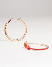 Gold Red Be Mine Hoop Earrings - link has visual effect only