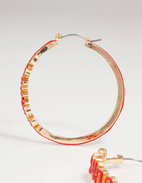 Gold Red Be Mine Hoop Earrings - link has visual effect only