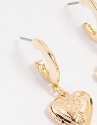Gold Antique Heart Locket Earrings - link has visual effect only
