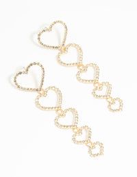 Gold Diamante Hearts Drop Earrings - link has visual effect only