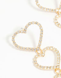 Gold Diamante Hearts Drop Earrings - link has visual effect only